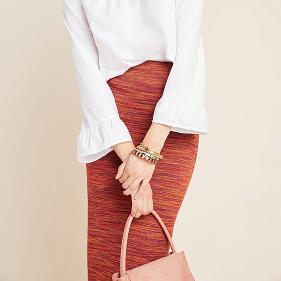 Anthro Maeve Persimmon Space-Dyed Midi Skirt - Picture 2 of 4